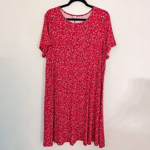 Old Navy Red Floral T-shirt Women’s Plus Swing Dress Size 2X